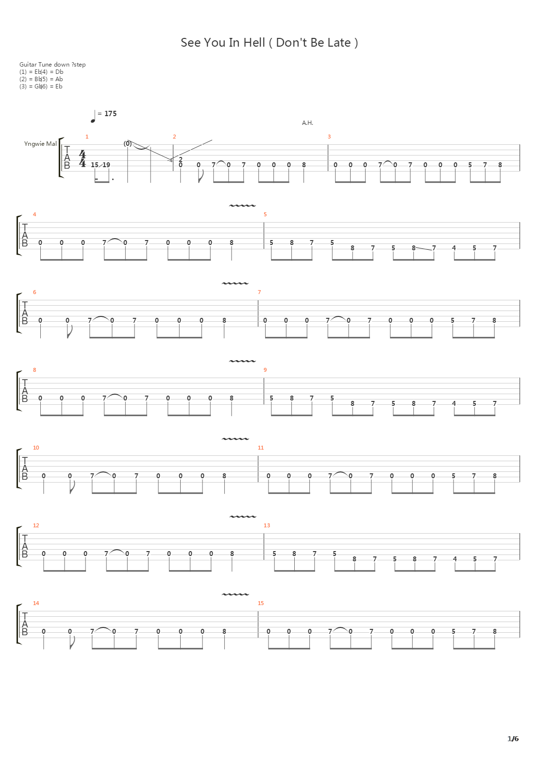 See You In Hell Dont Be Late吉他谱
