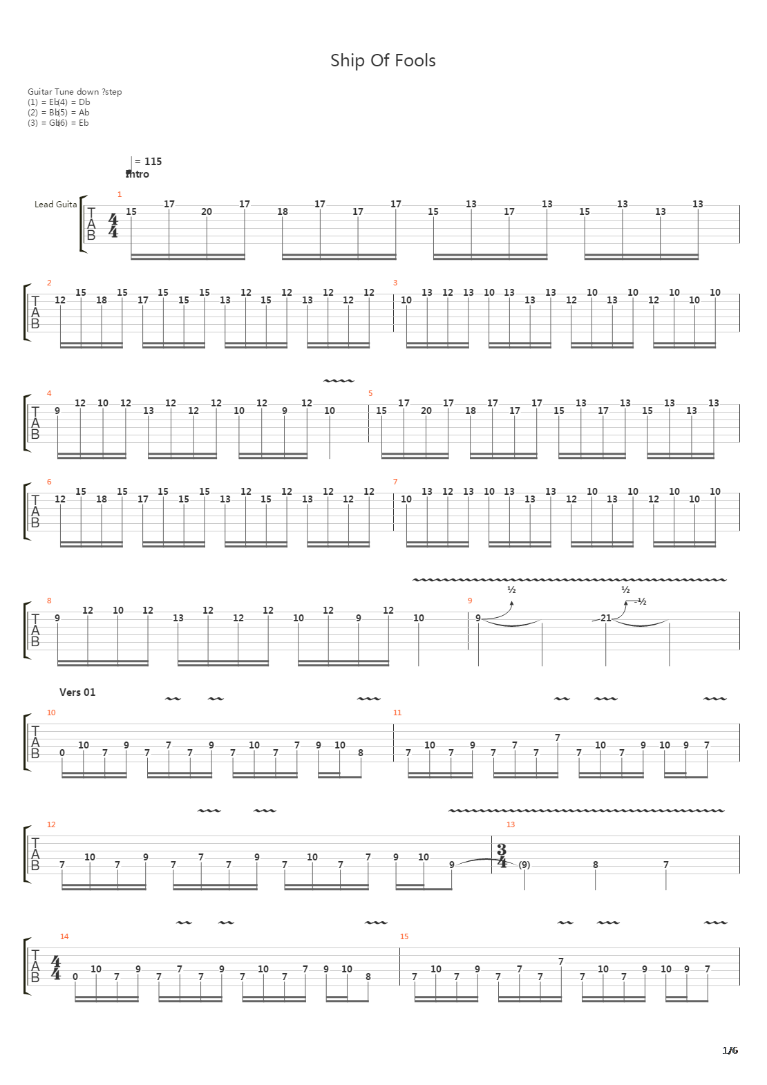 Ship Of Fools吉他谱