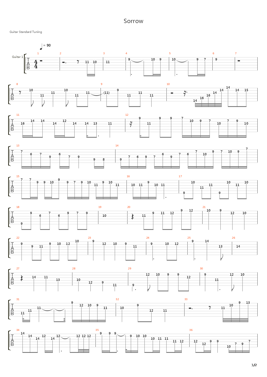 Sorrow吉他谱