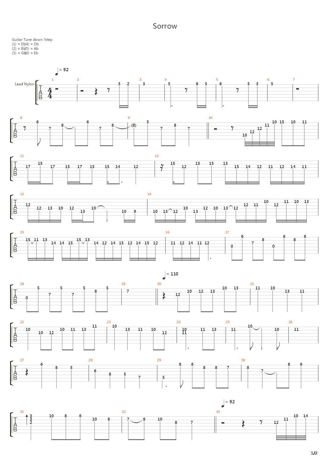 Sorrow吉他谱