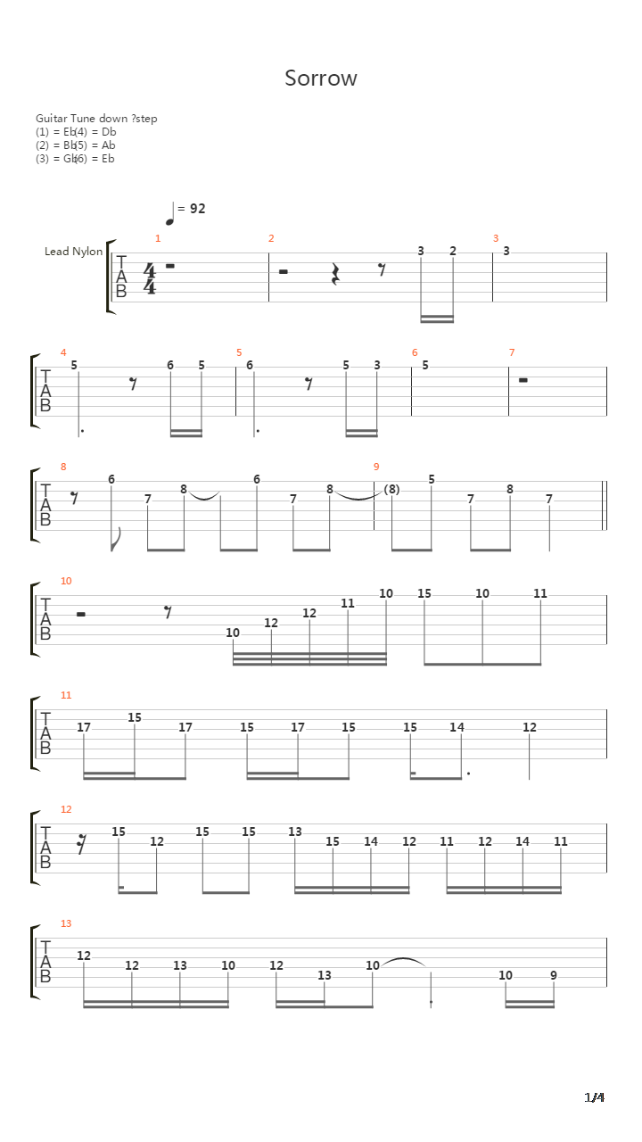 Sorrow吉他谱