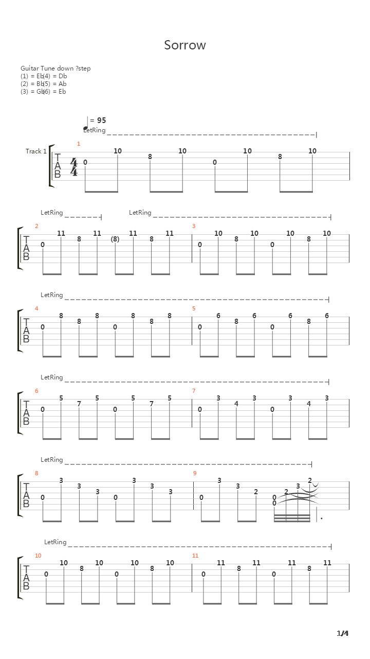 Sorrow吉他谱