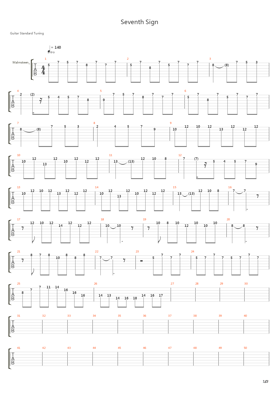 The Seventh Sign吉他谱