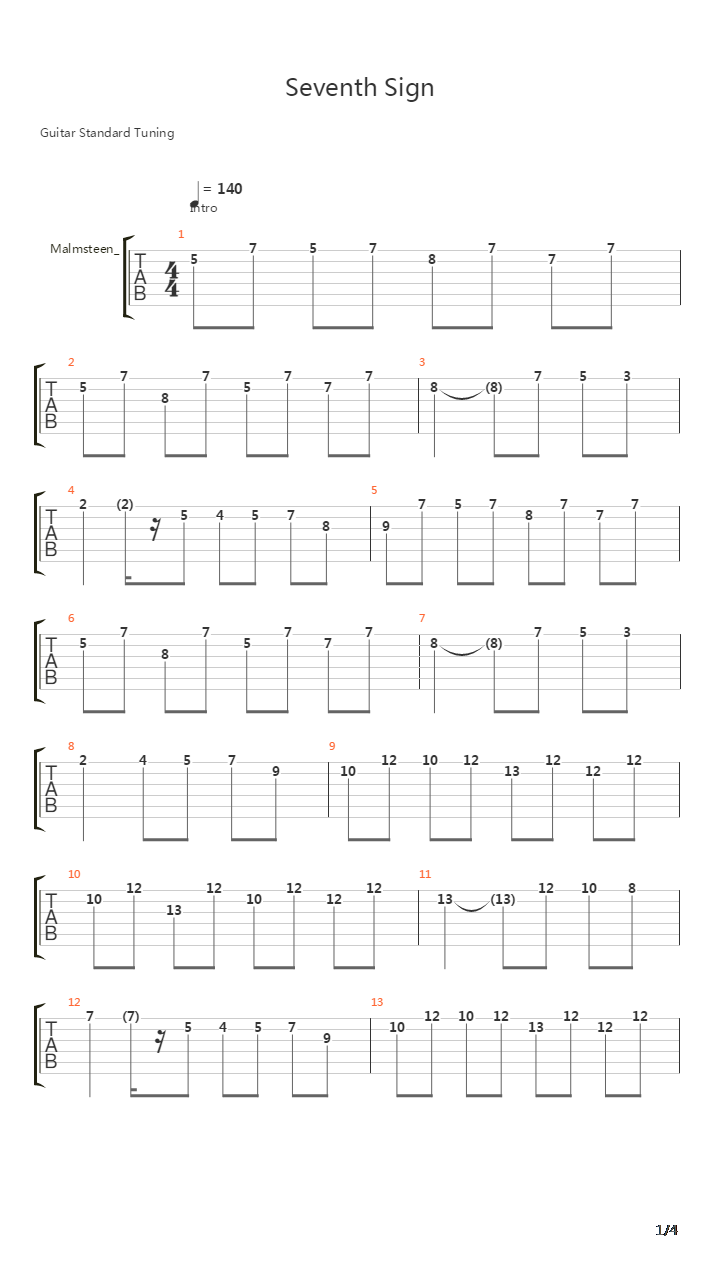 The Seventh Sign吉他谱