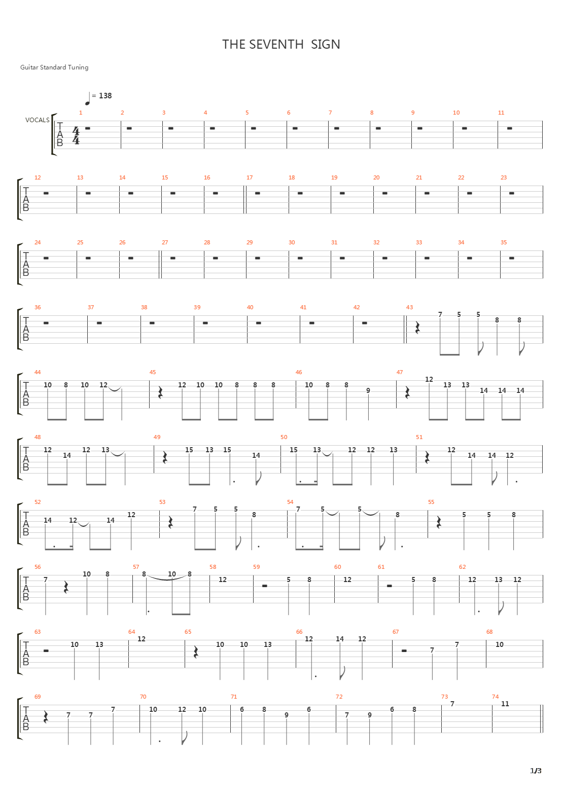 The Seventh Sign吉他谱