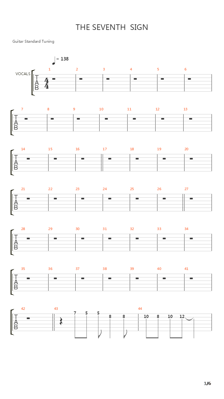 The Seventh Sign吉他谱