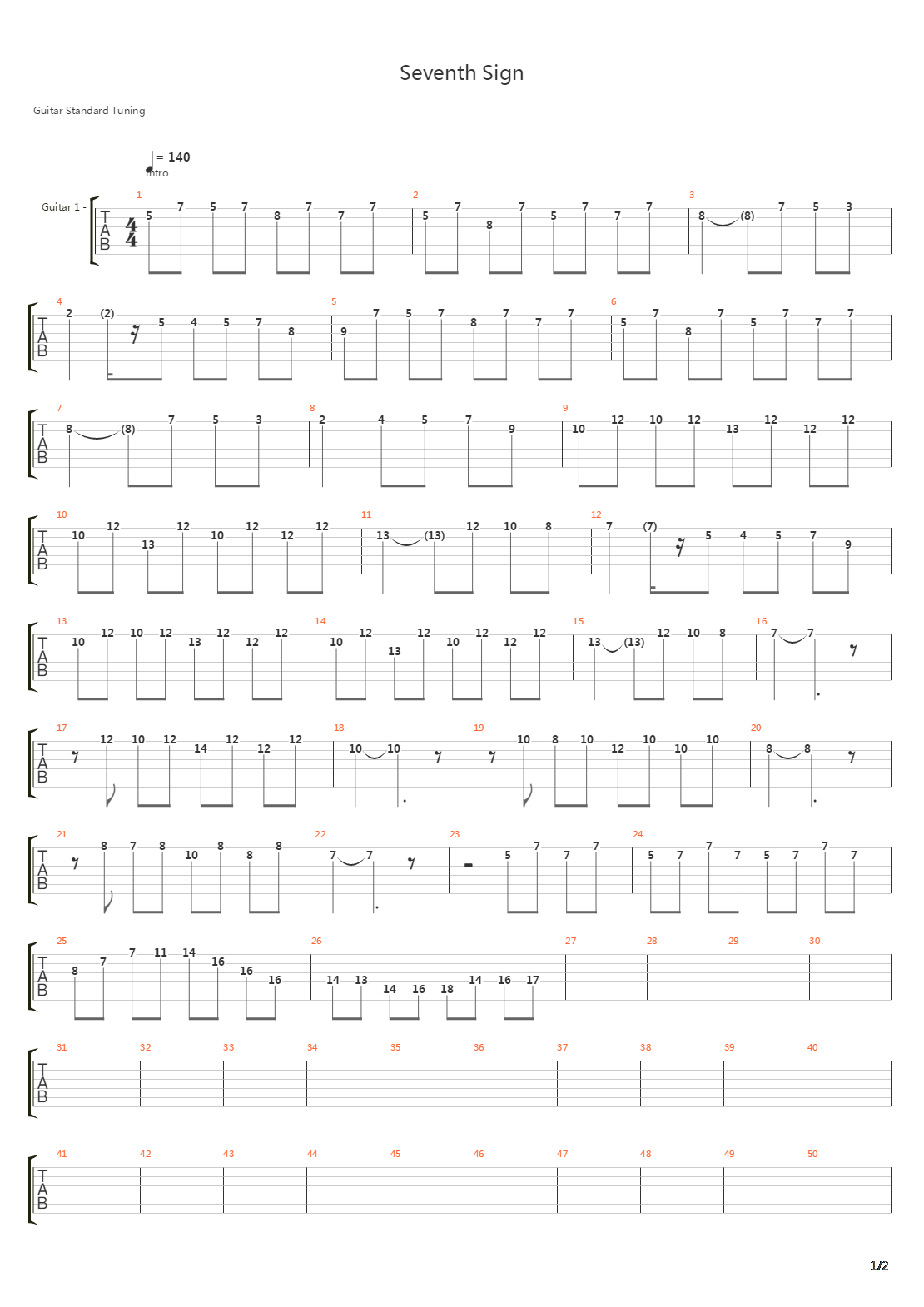 The Seventh Sign吉他谱