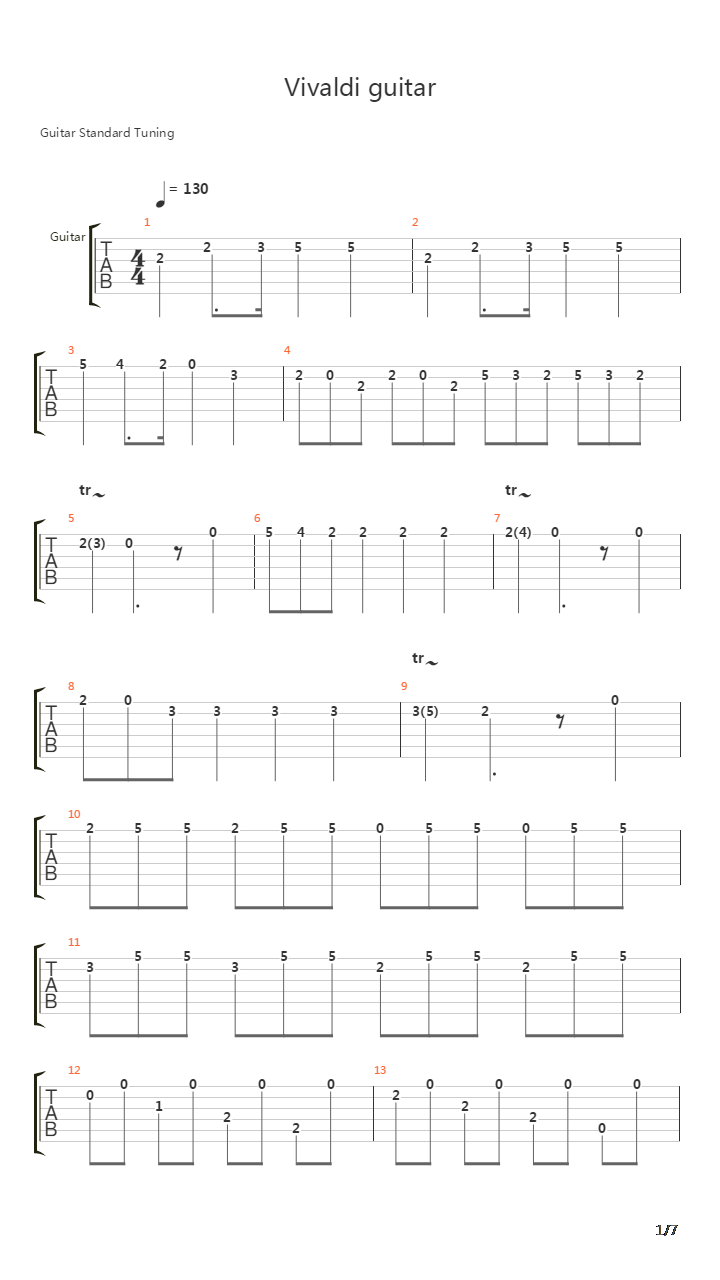 Vivaldi Guitar吉他谱