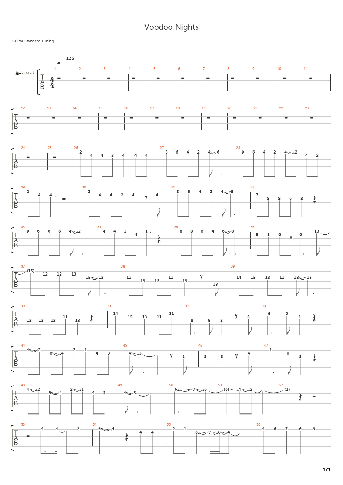 Voodoo Nights吉他谱