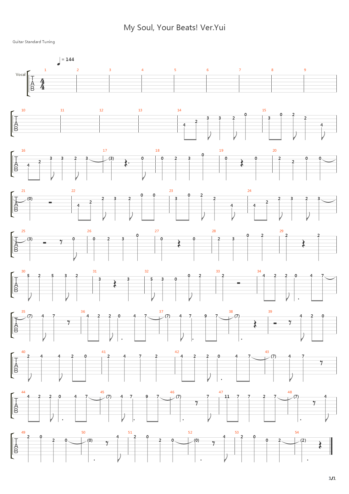 Angel Beats - My soul your beats吉他谱