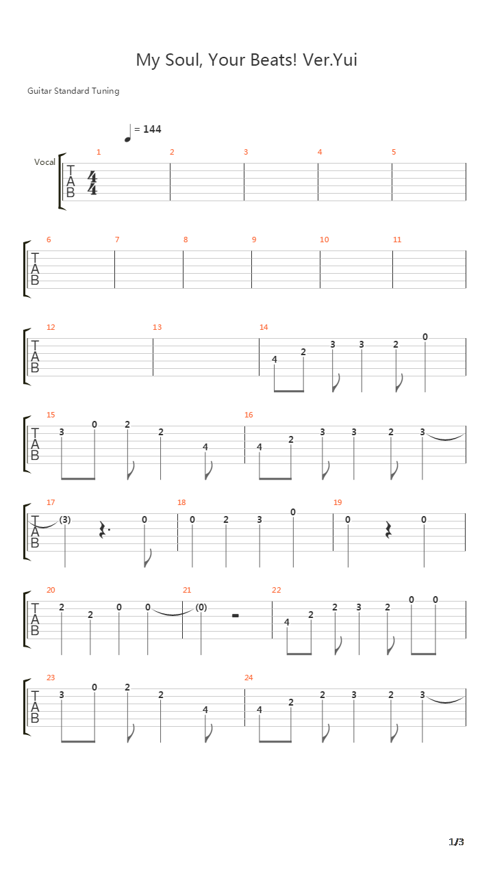 Angel Beats - My soul your beats吉他谱