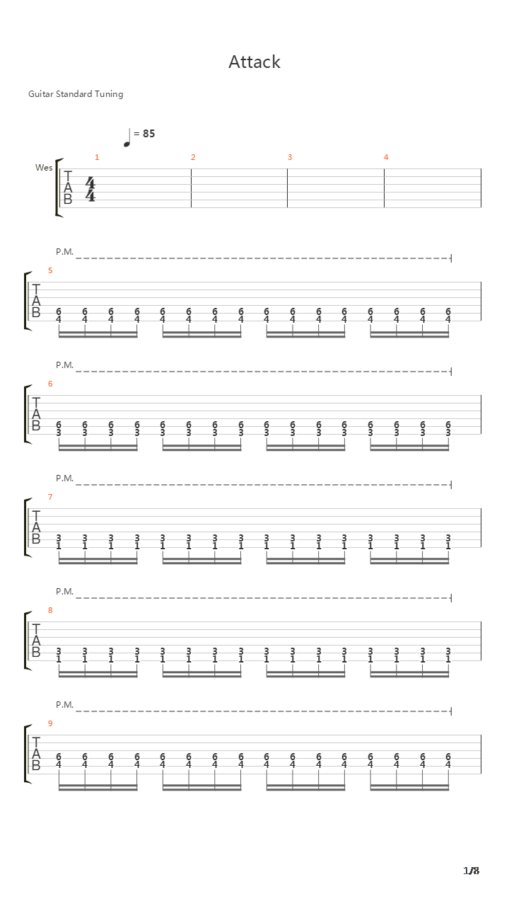 Attack吉他谱