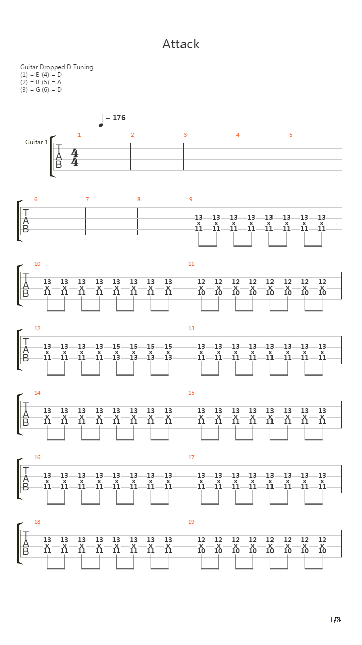 Attack吉他谱