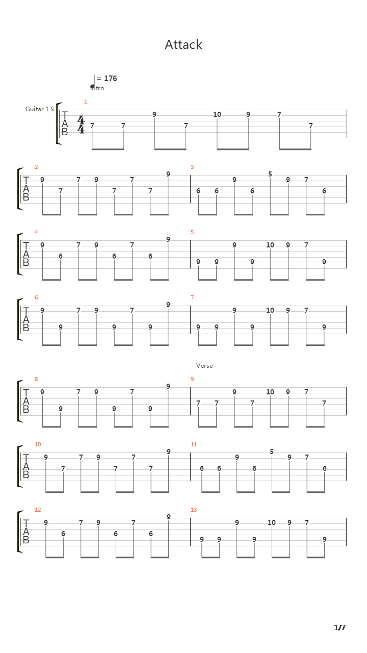 Attack吉他谱