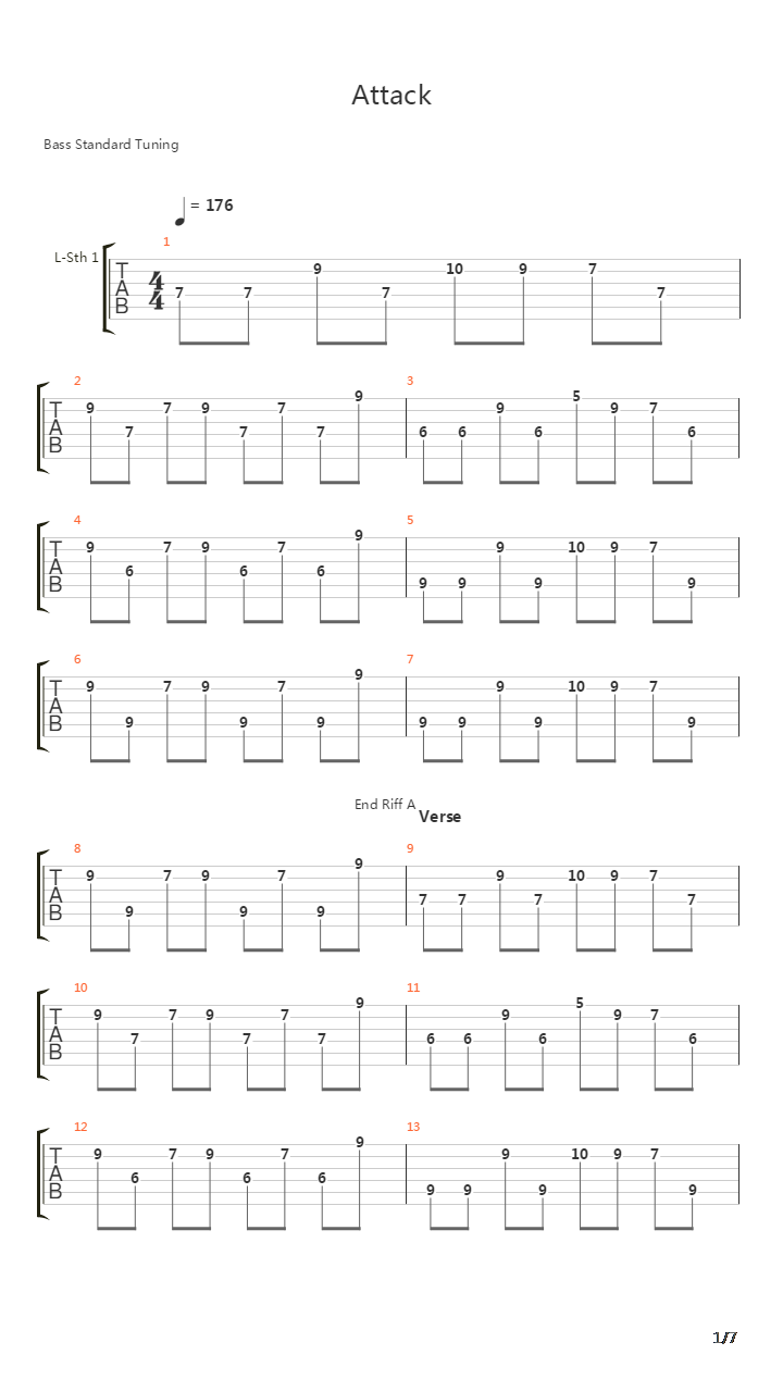 Attack吉他谱