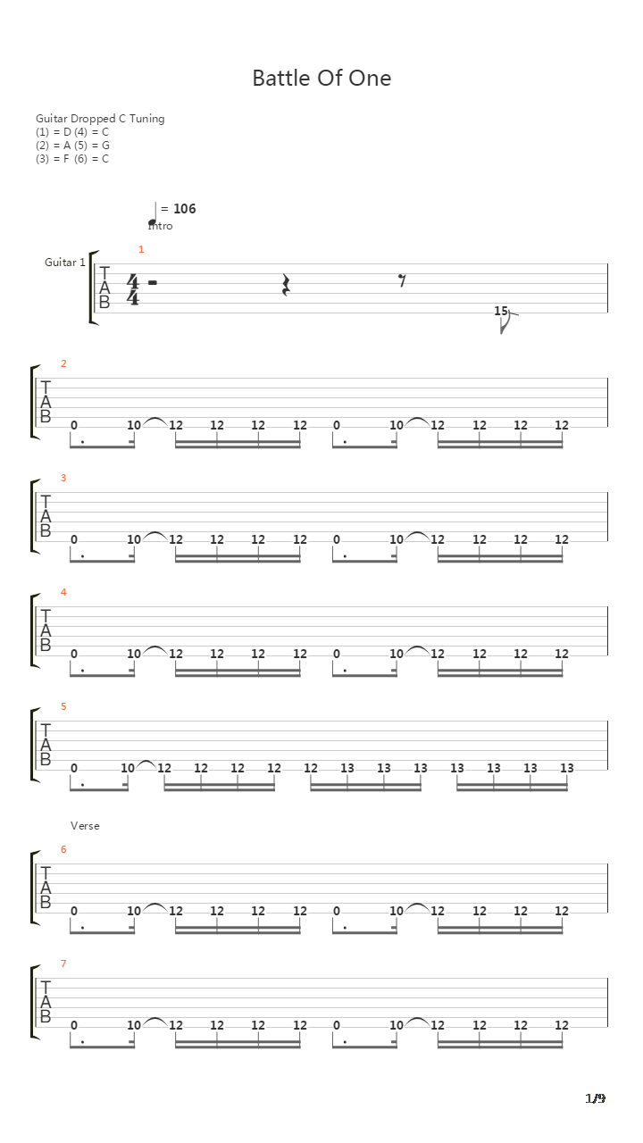 Battle Of One吉他谱