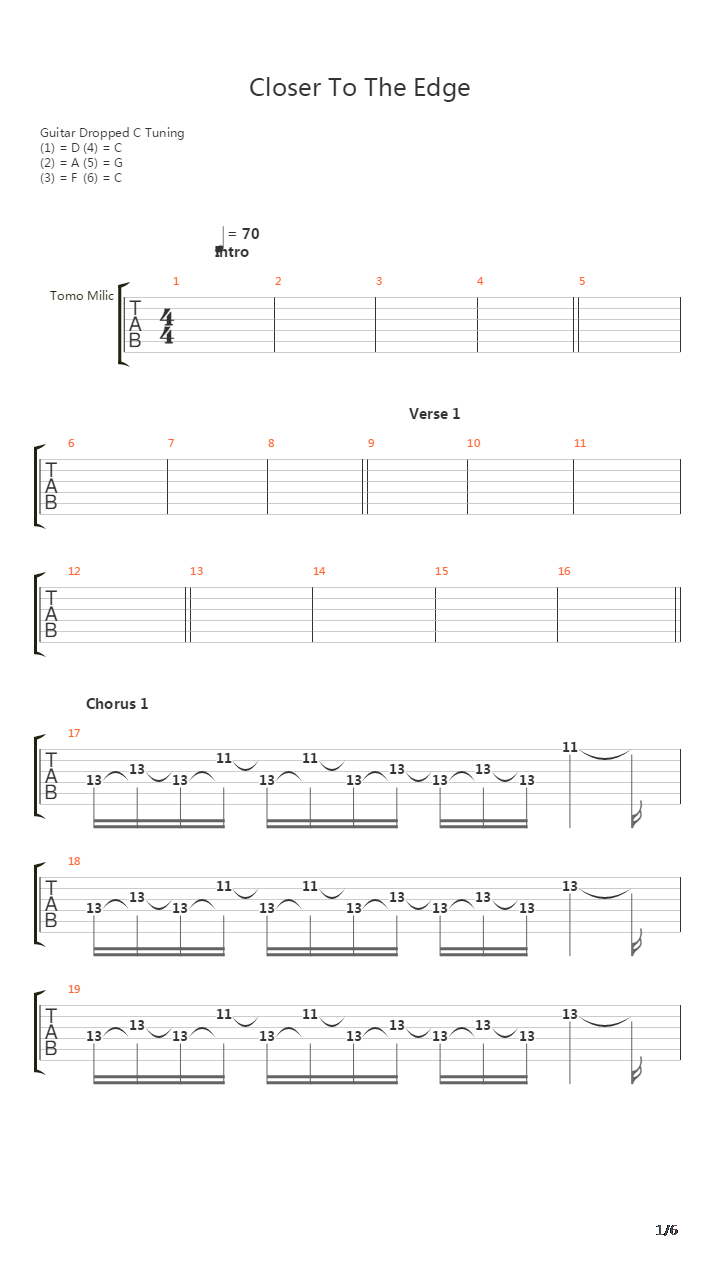 Closer To The Edge吉他谱