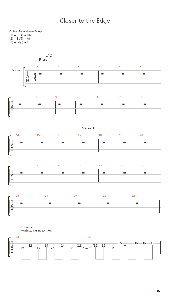Closer To The Edge吉他谱