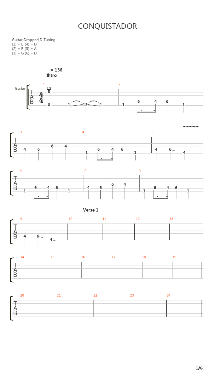 Conquistador吉他谱