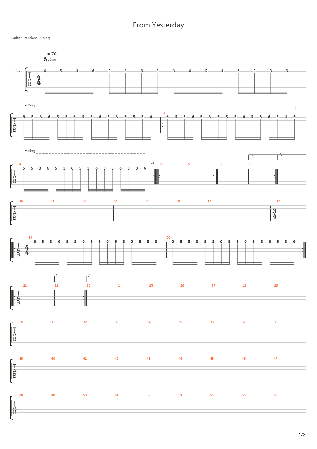 From Yesterday吉他谱