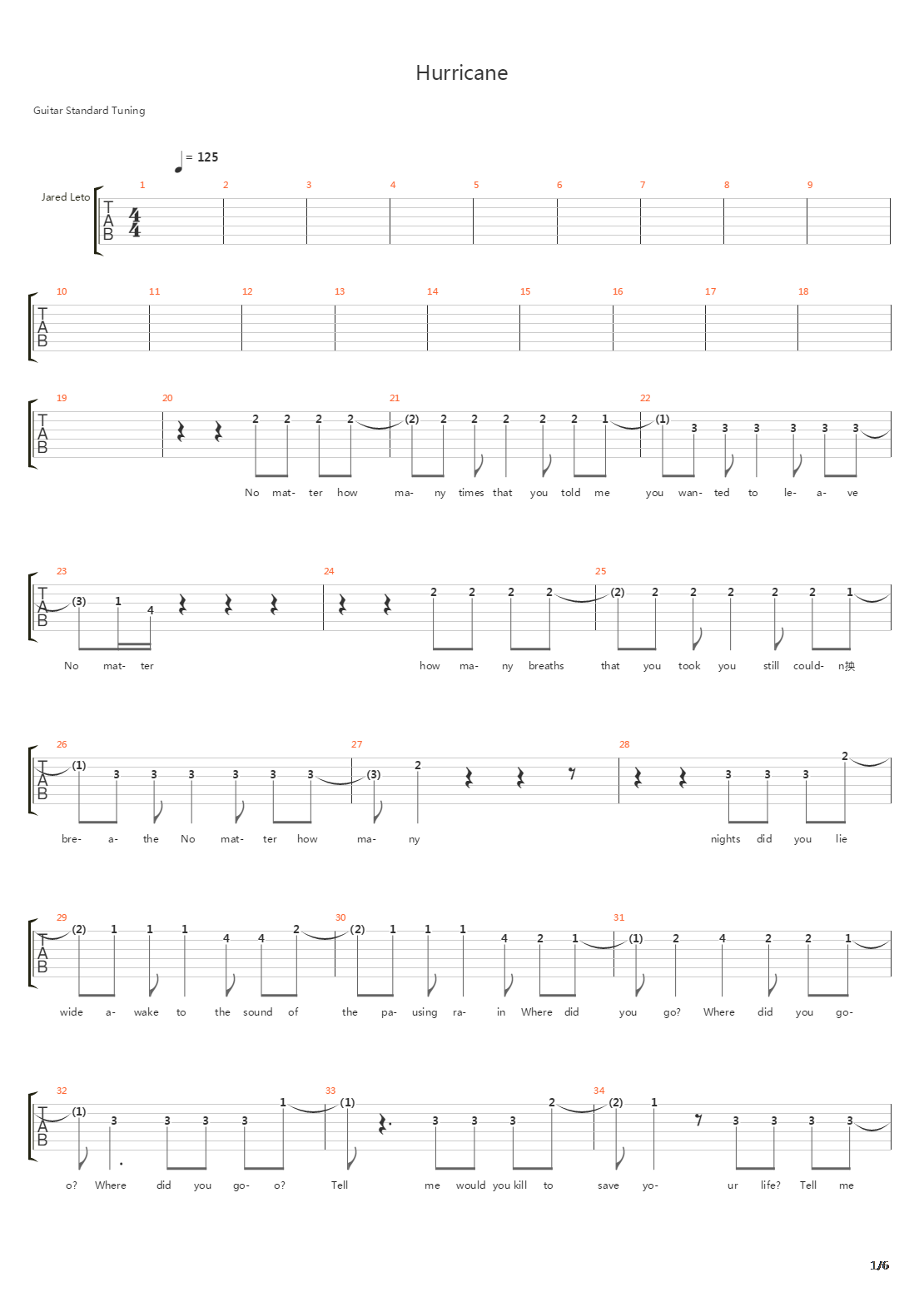 Hurricane吉他谱