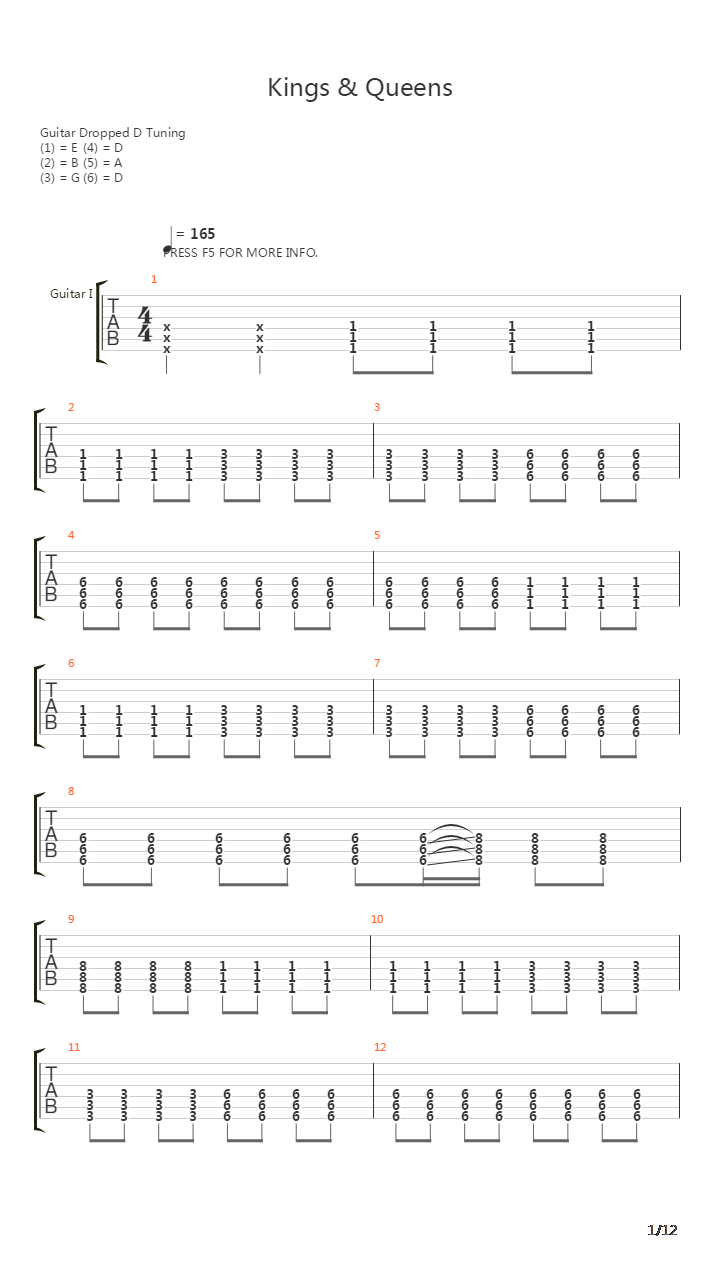 Kings And Queens吉他谱