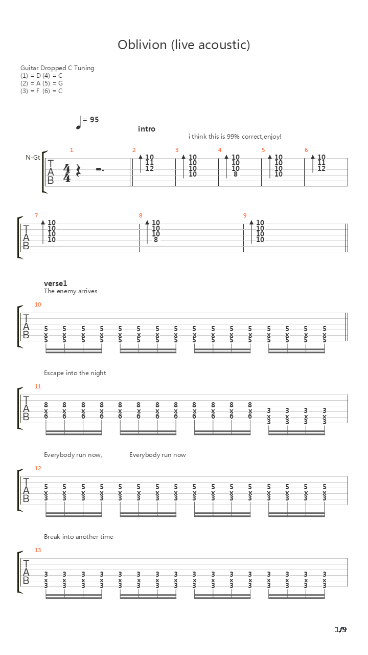 Oblivion吉他谱