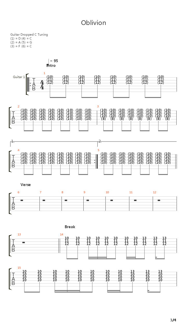 Oblivion吉他谱