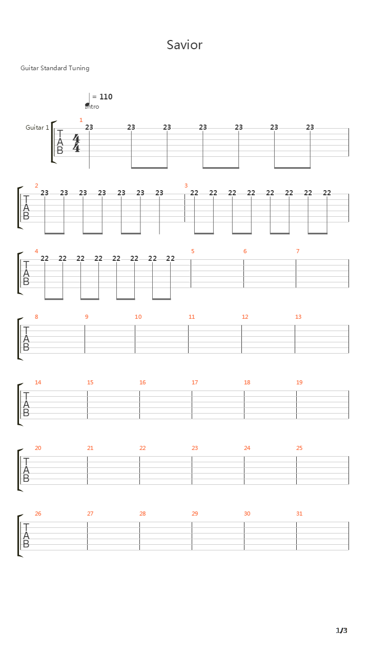 Savior吉他谱