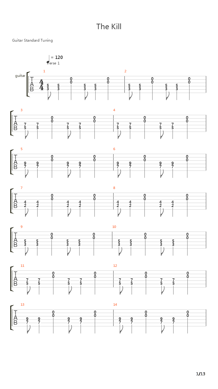 The Kill吉他谱