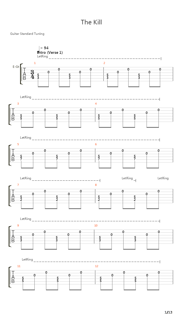 The Kill吉他谱