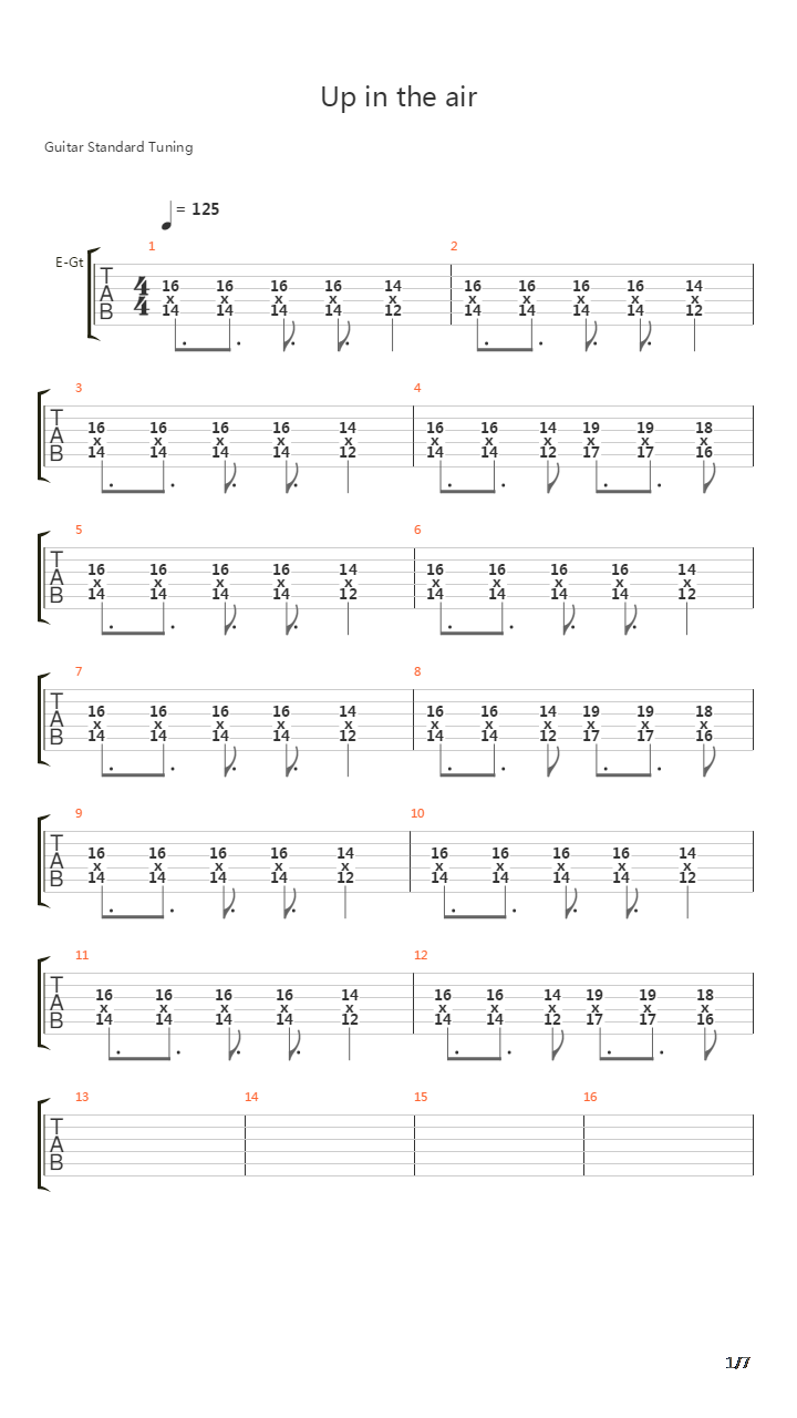 Up In The Air吉他谱