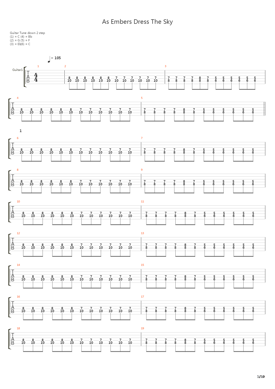As Embers Dress The Sky吉他谱