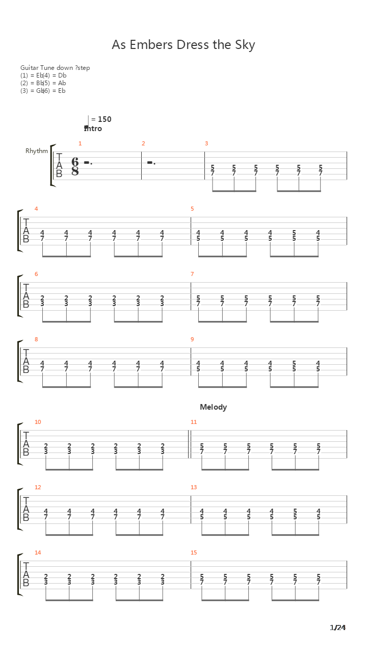 As Embers Dress The Sky吉他谱