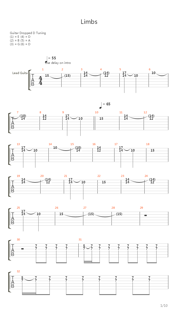 Limbs吉他谱