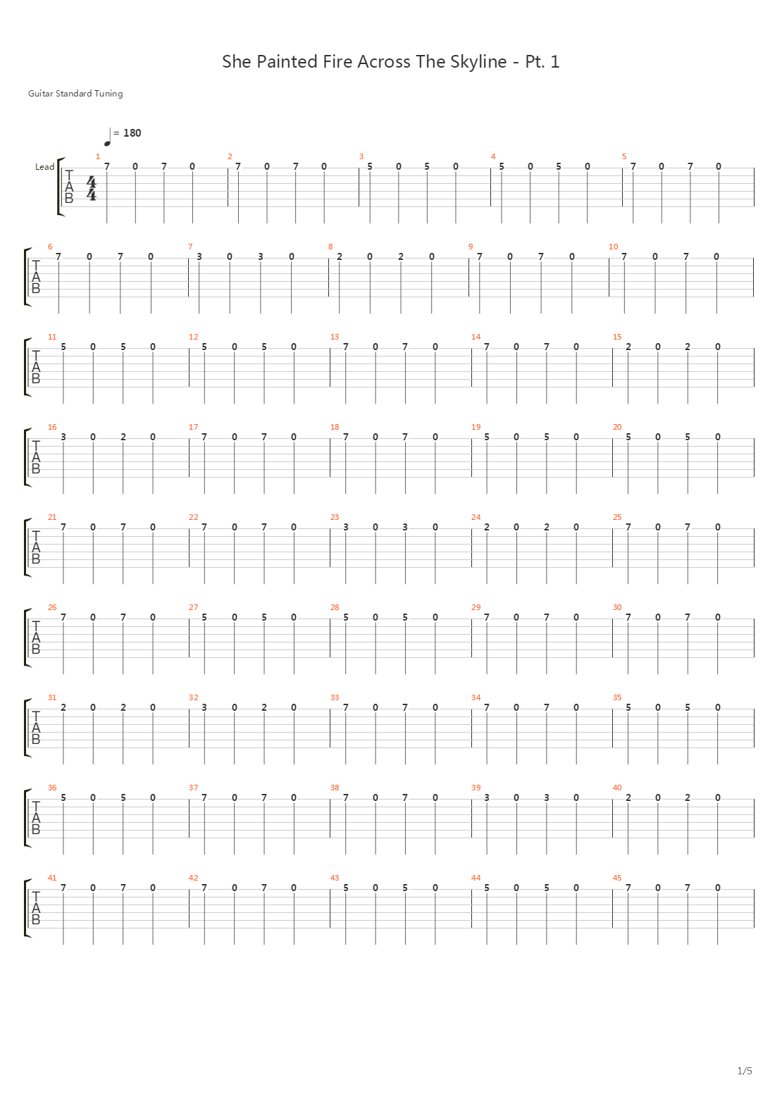 She Painted Fire Across The Skyline Part 1吉他谱