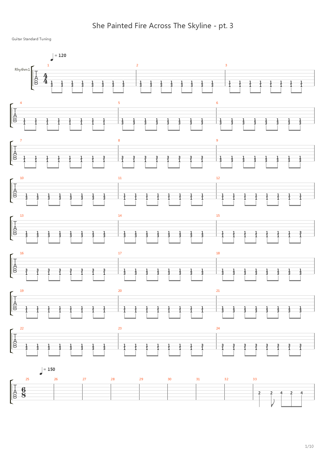 She Painted Fire Across The Skyline Part 3吉他谱