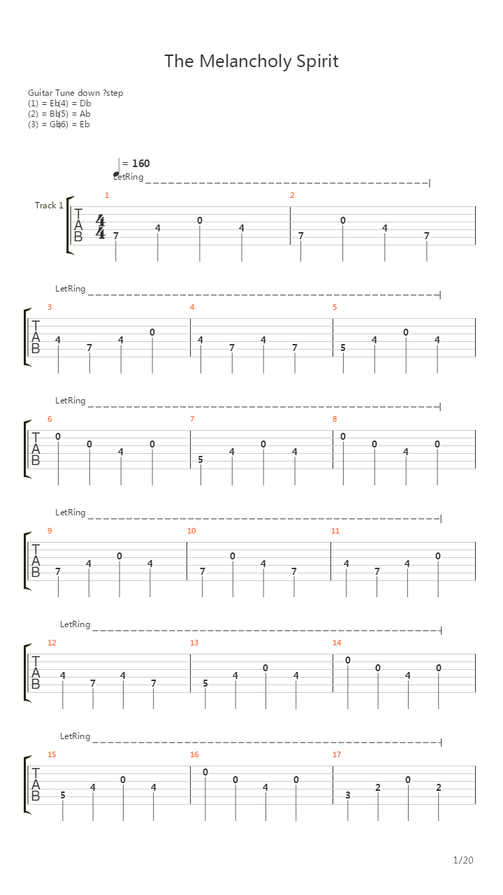 The Melancholy Spirit吉他谱