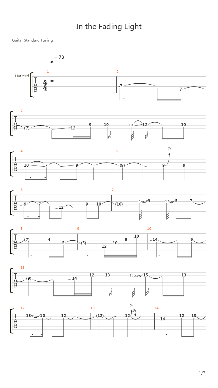 In The Fading Light吉他谱