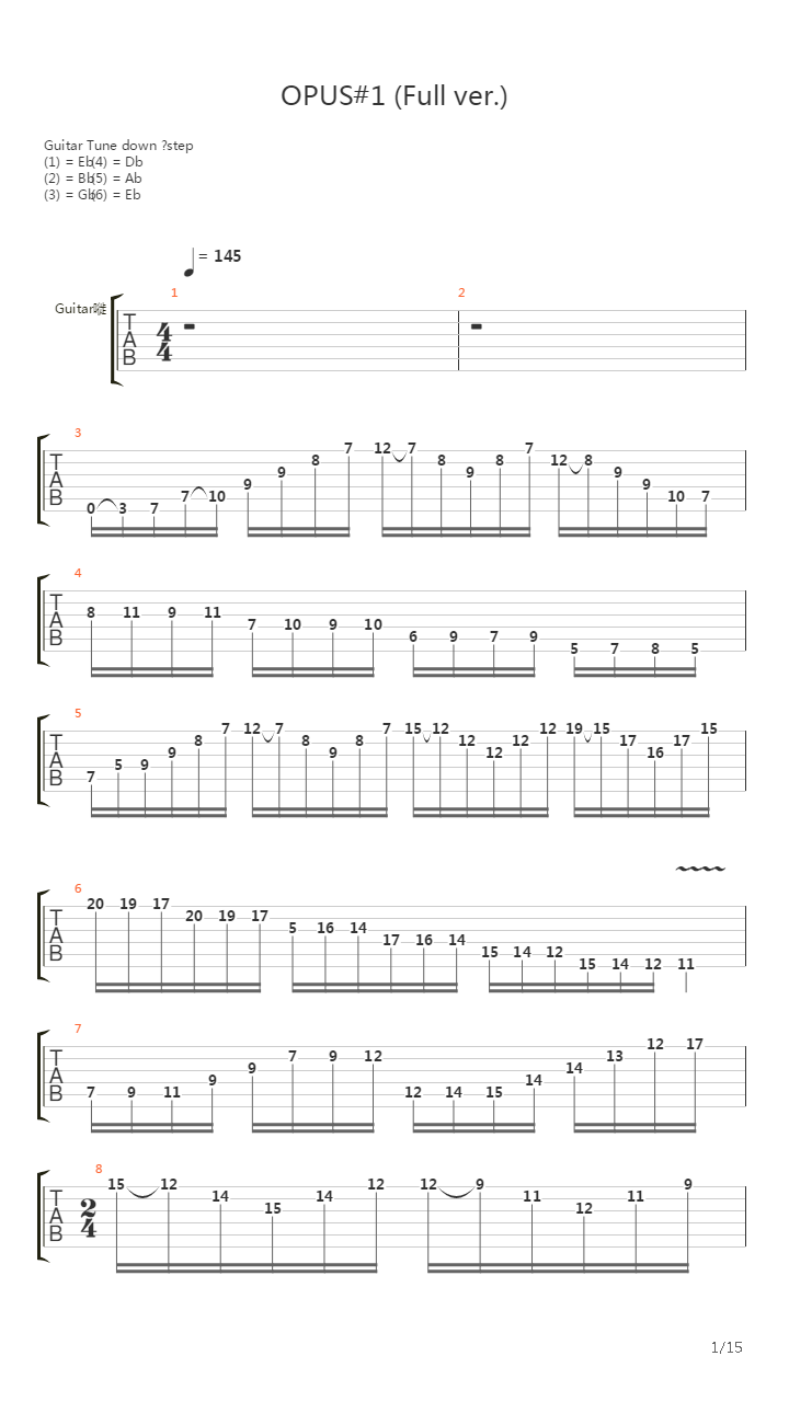 Opus 1吉他谱