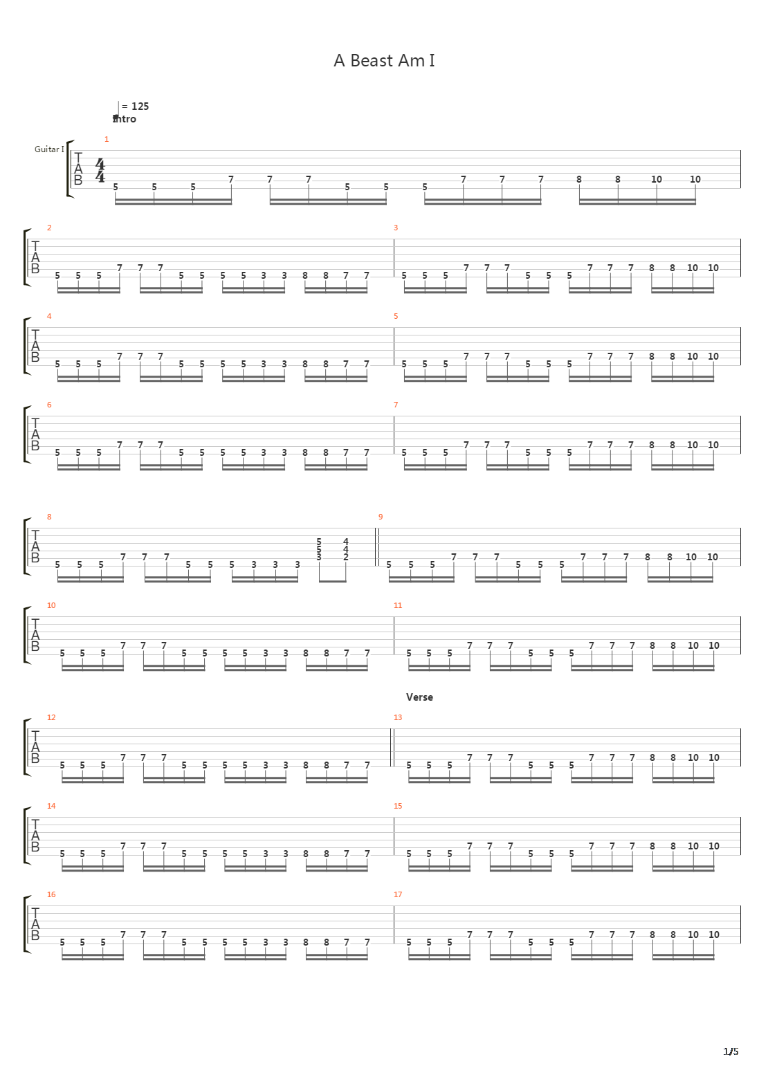 A Beast Am I吉他谱