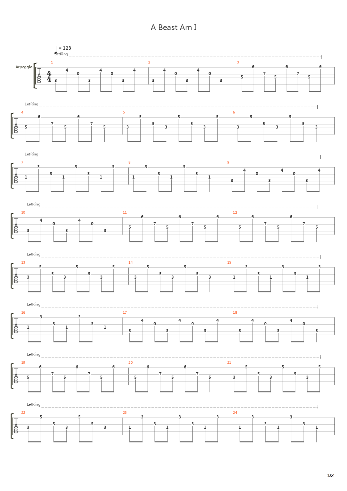A Beast Am I吉他谱