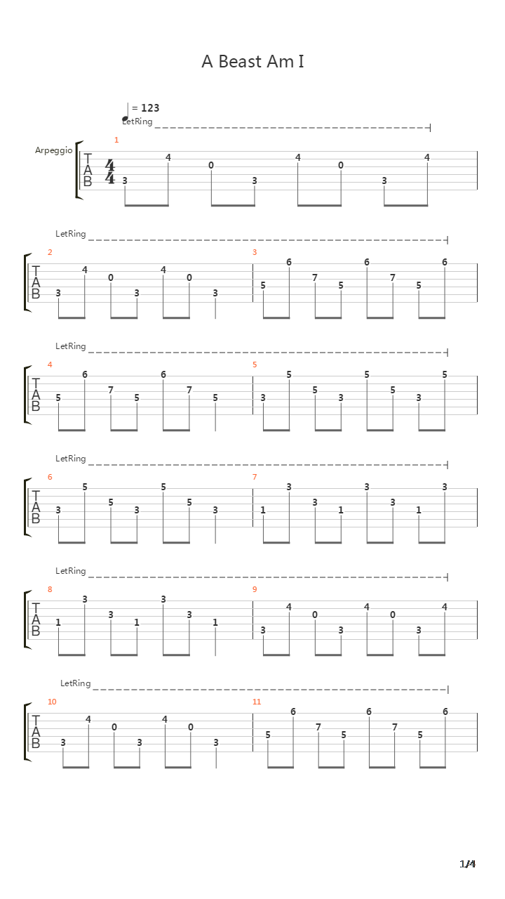A Beast Am I吉他谱