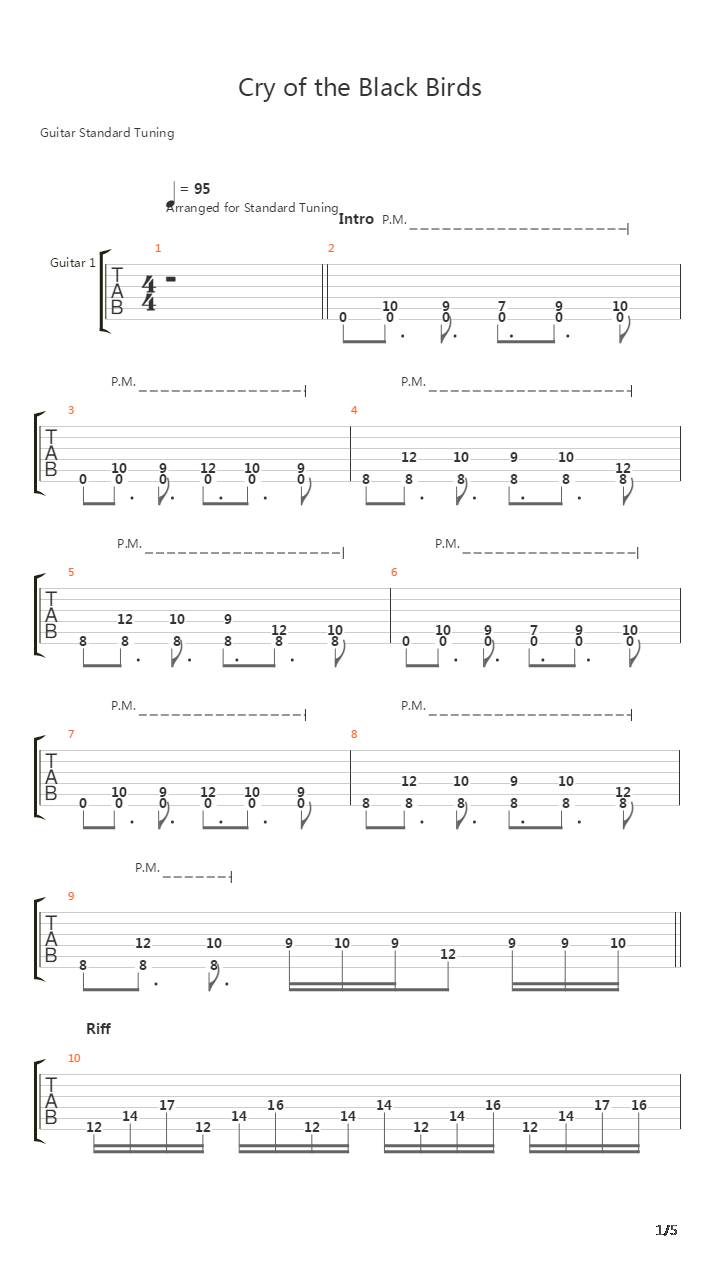 Cry Of The Blackbirds吉他谱