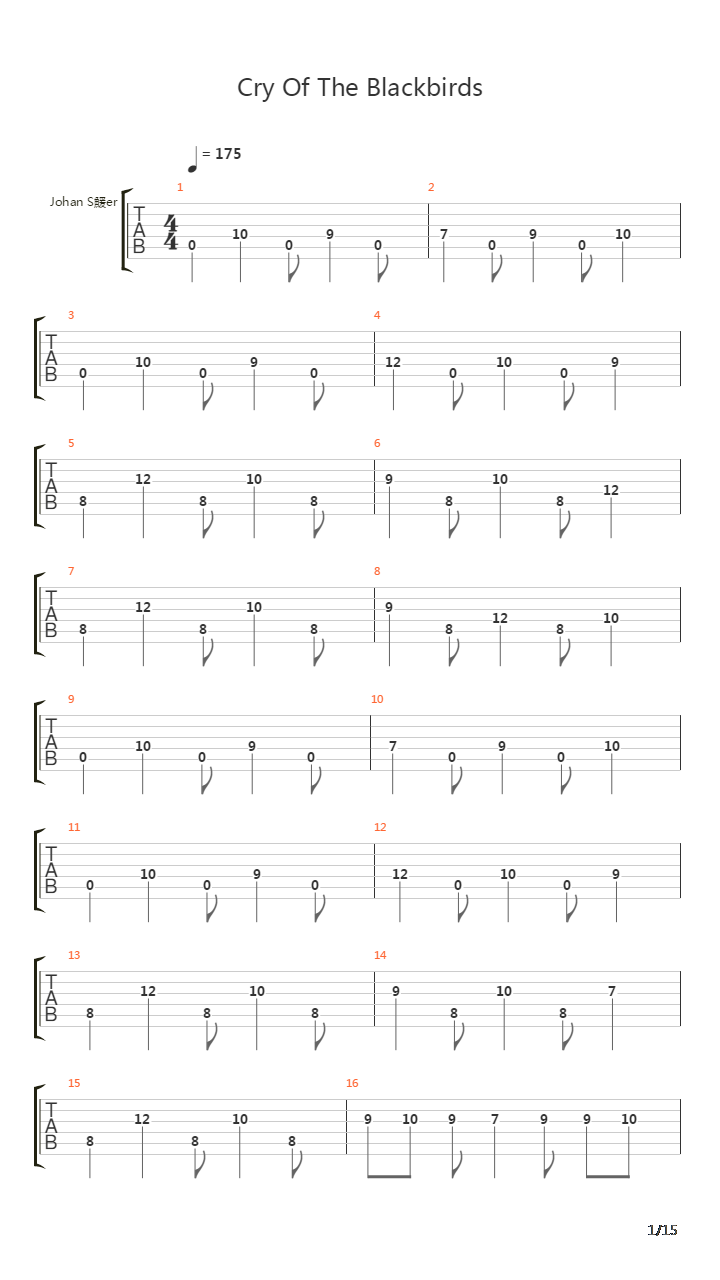 Cry Of The Blackbirds吉他谱