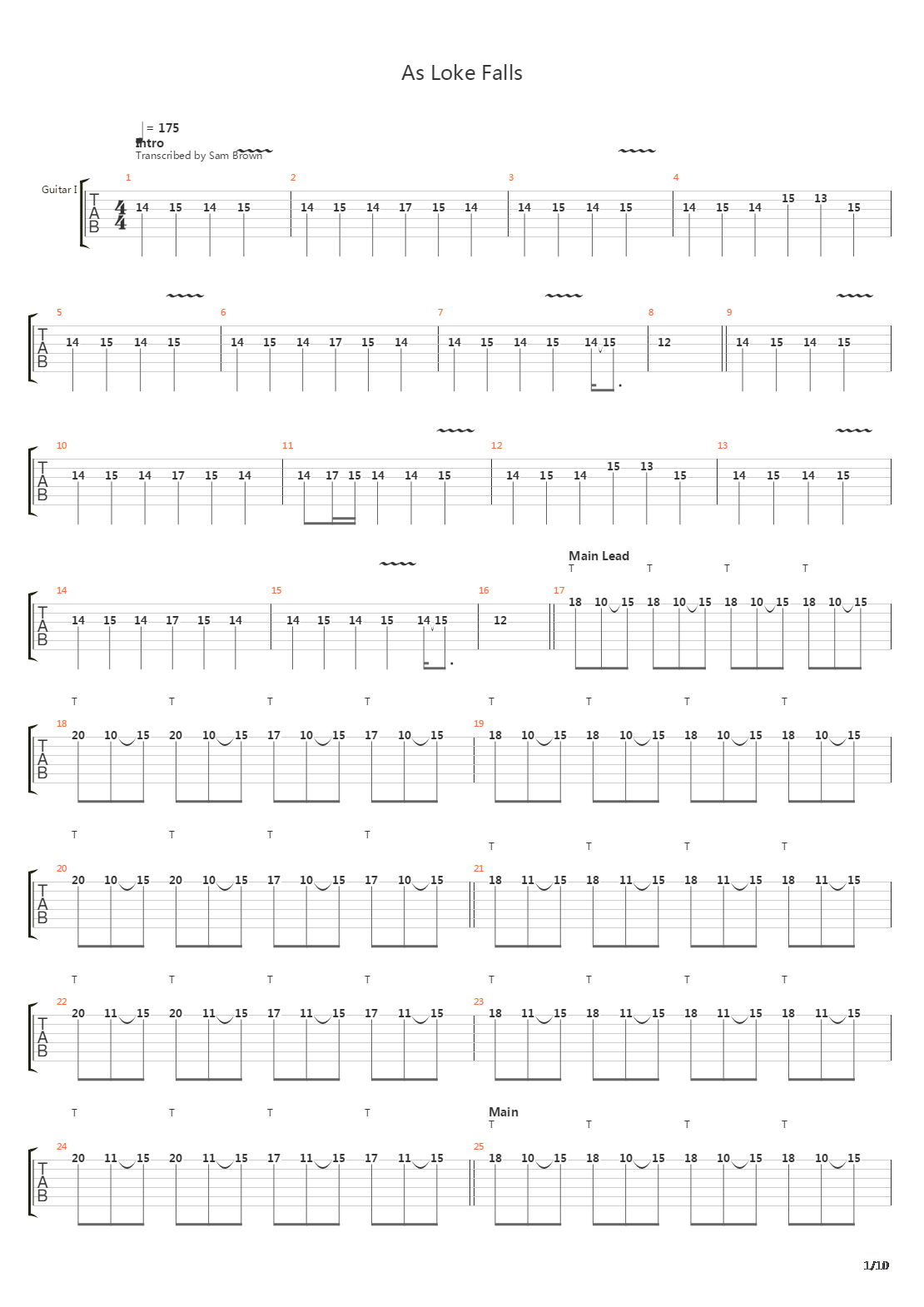 As Loke Falls吉他谱
