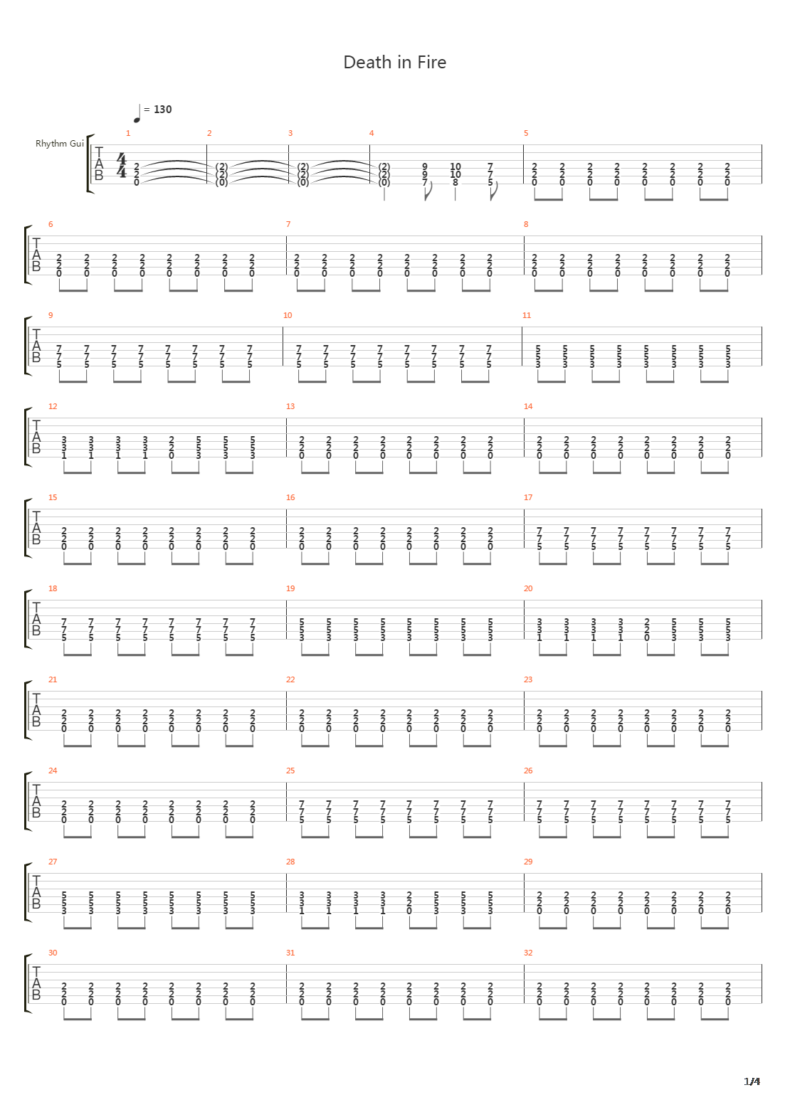 Death In Fire吉他谱