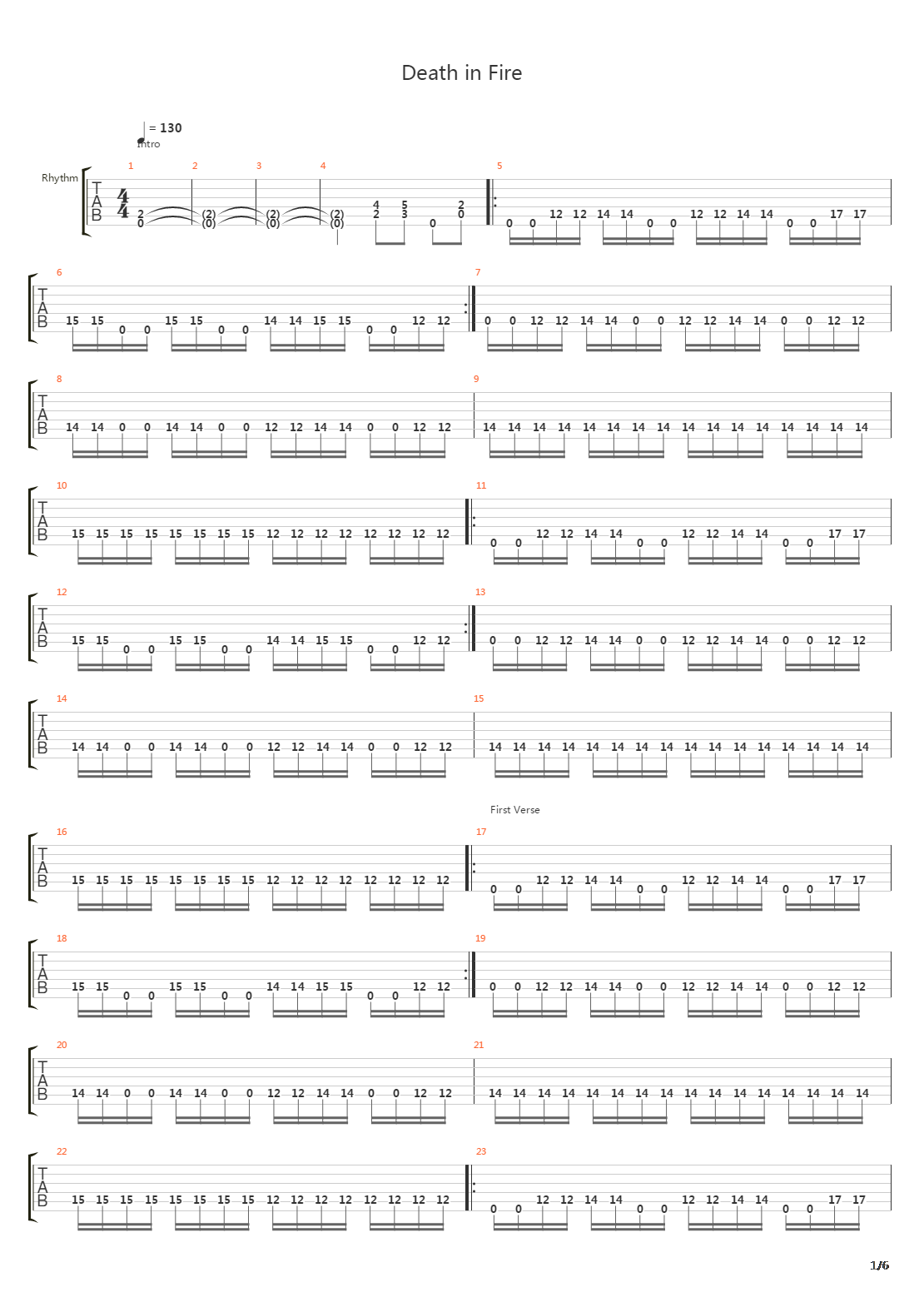 Death In Fire吉他谱