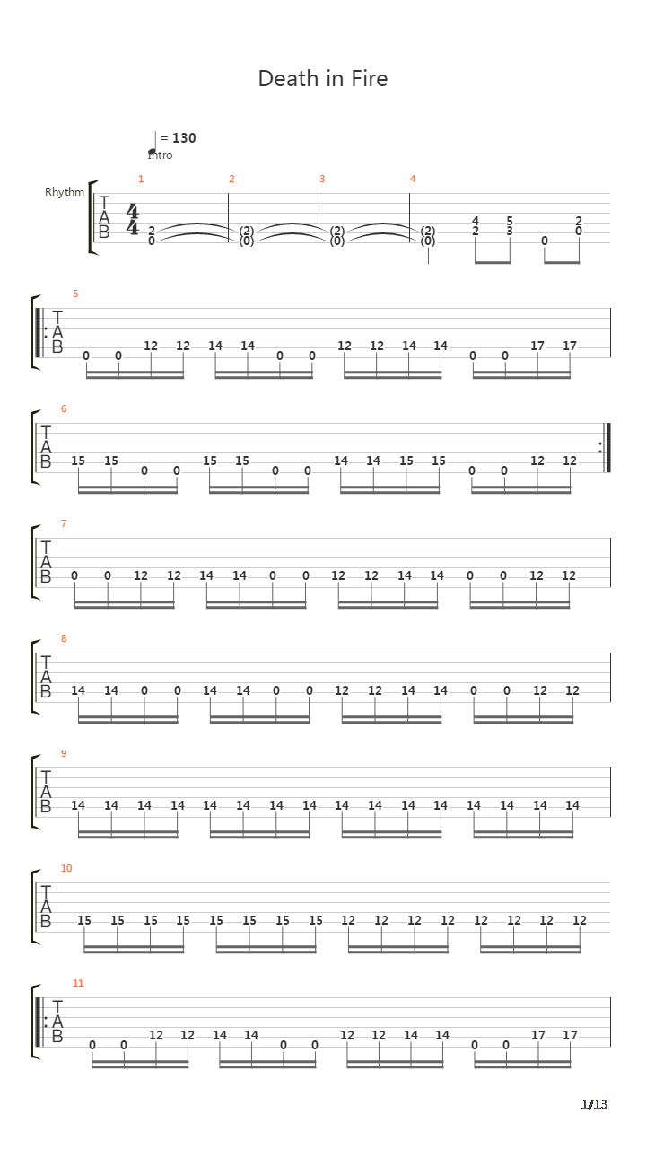 Death In Fire吉他谱