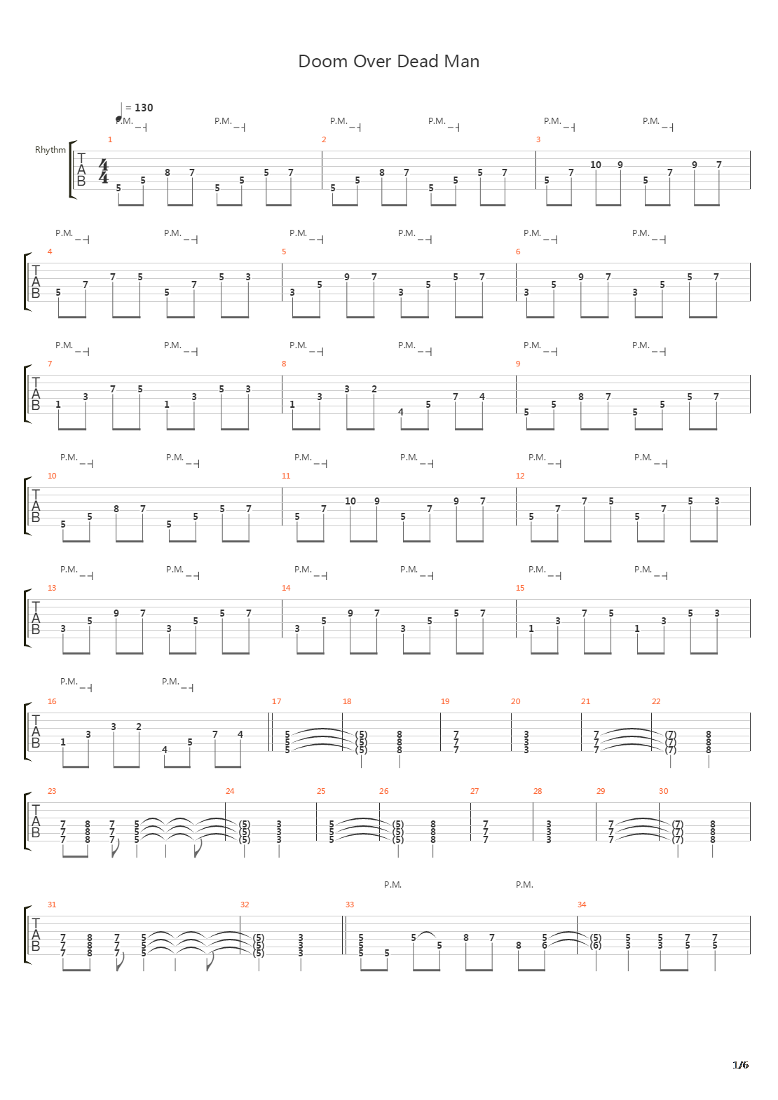 Doom Over Dead Man吉他谱